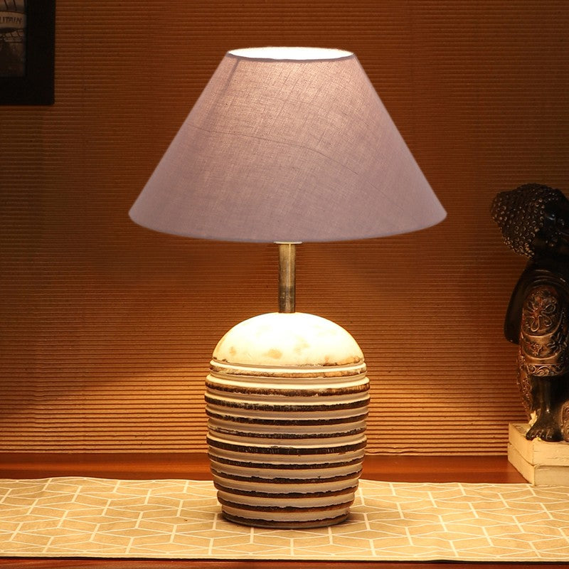 Lumexa Cotton Table Lamp With Wooden Base - Grey