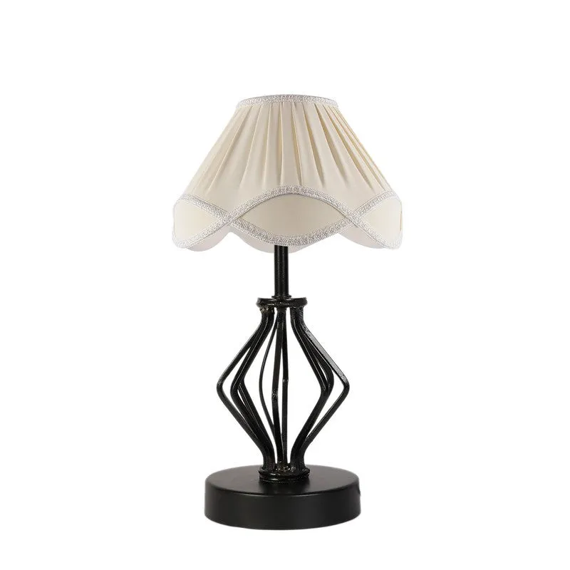 Auriosen Cotton Table Lamp With Wooden Base - Ivory media 5