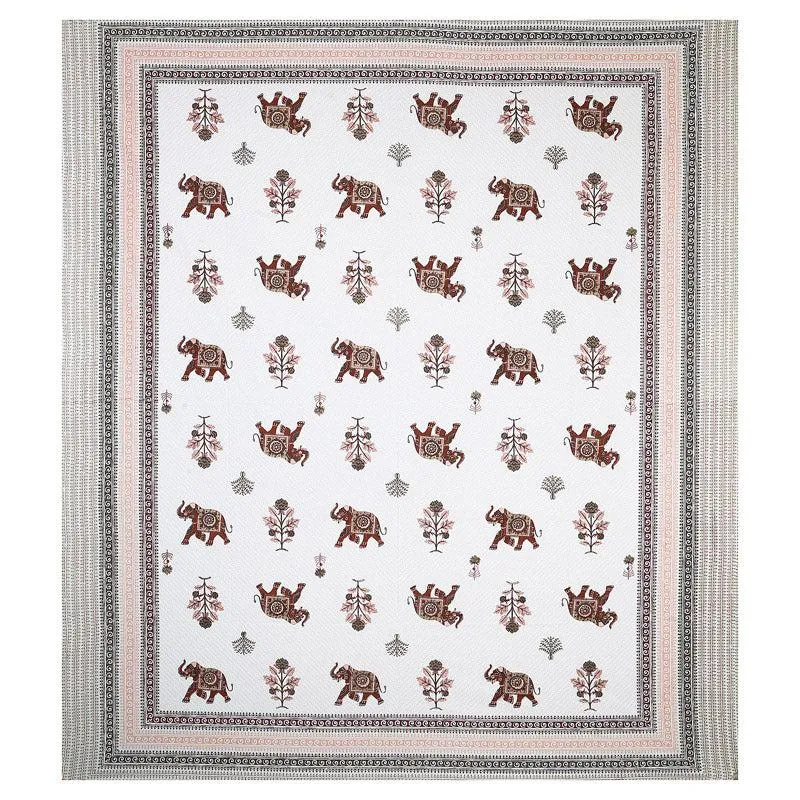 Gajesara Ethnic Cotton Bedsheet (Brown) - 160 TC media 3