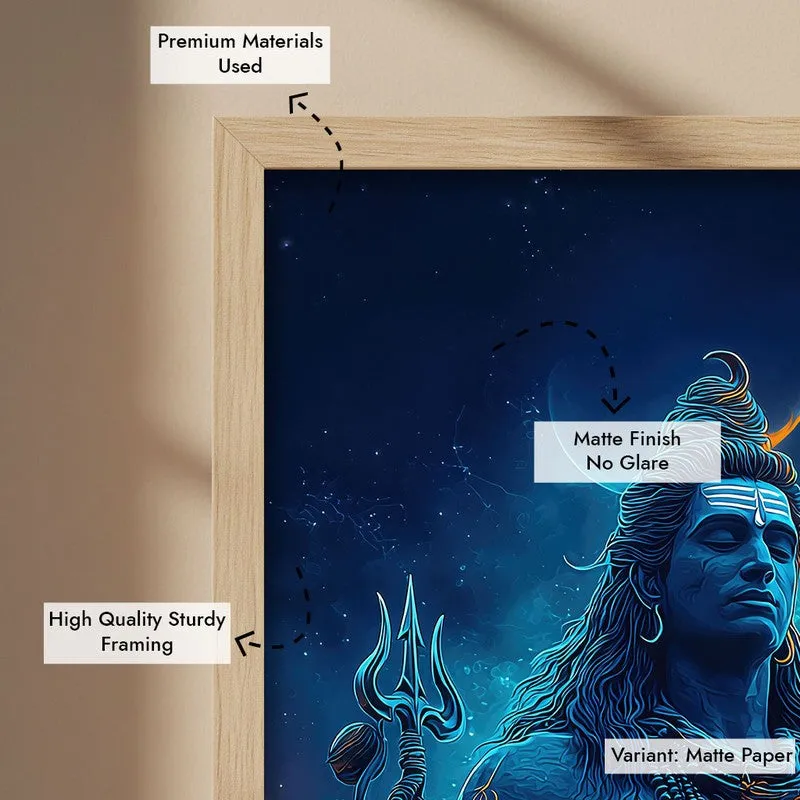 Peaceful Mahadev Meditating III Archival Paper Wall Art - Natural Brown Frame media 6