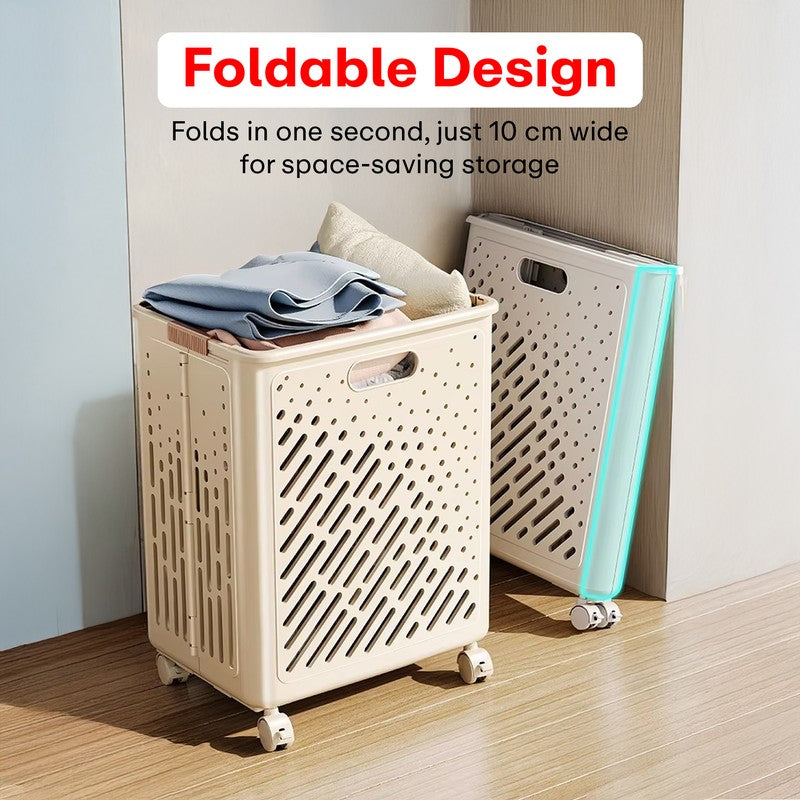Rioware LinenMove Rolling Laundry Basket - Beige media 6