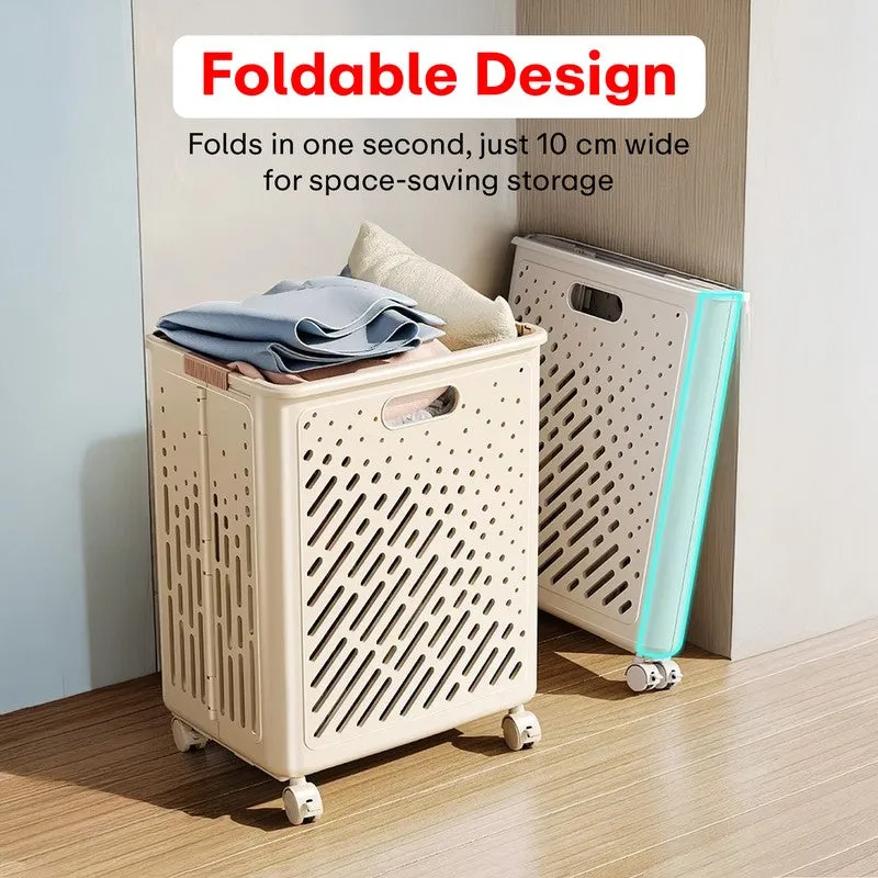 Rioware LinenMove Rolling Laundry Basket - Beige media 6