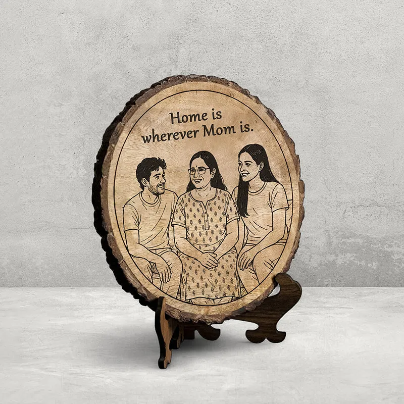 Home Is Mom Wood Showpiece - Round media 3