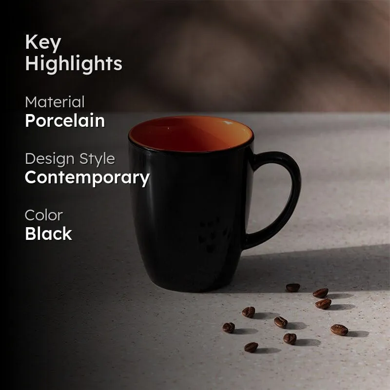 Yuvara Porcelain Coffee Mug (295 mL) - Black,Orange media 2