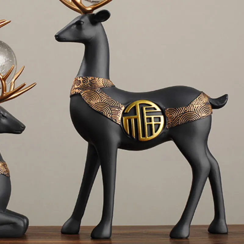 Chrystal Stag Showpiece (Black) - Set Of  Two media 5