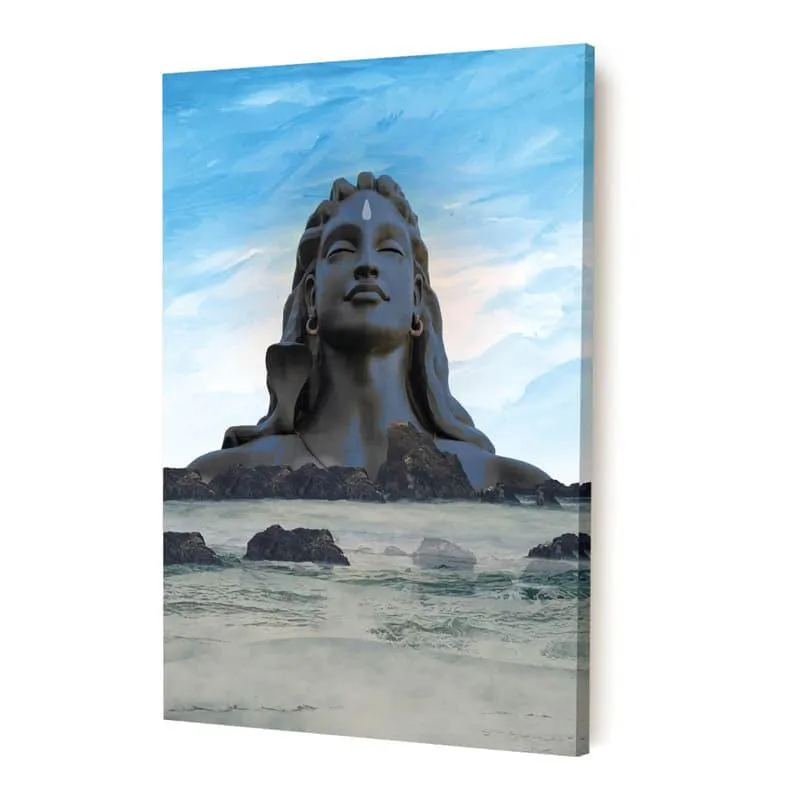 Tranquil Adiyogi Canvas Wall Painting media 4