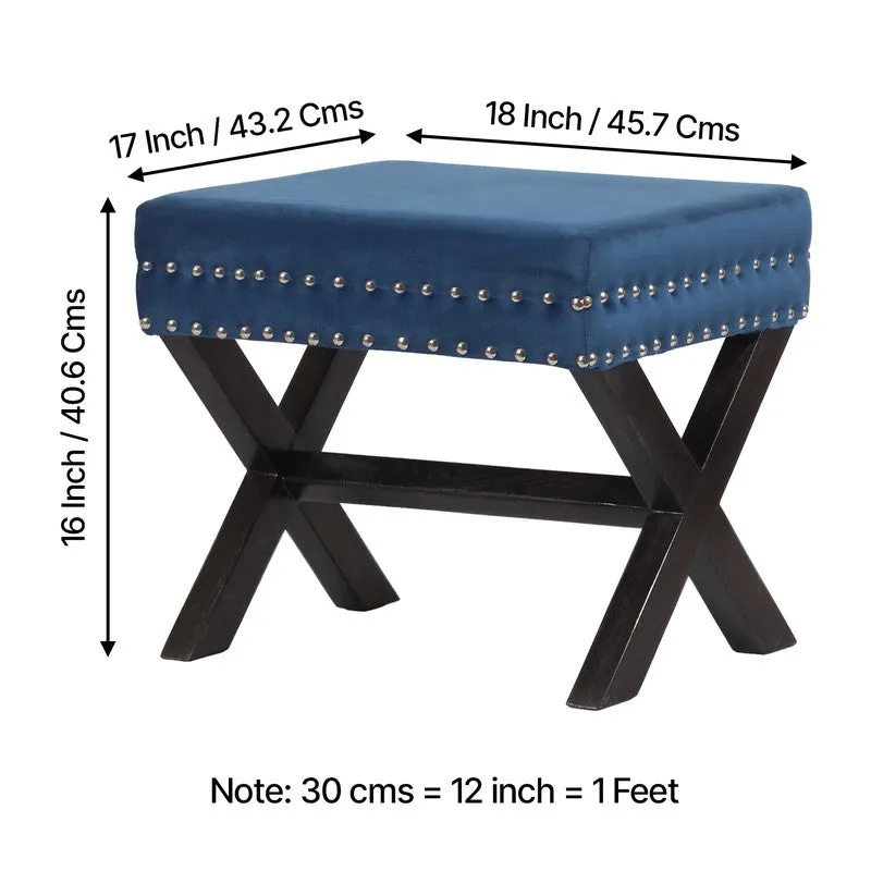 Jynex Sheesham Wooden Stools (Blue) - Set Of Two media 11