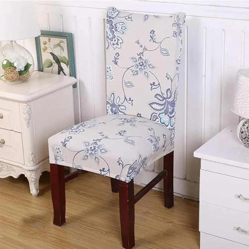 Mila Floral Chair Cover - Blue & White media 1
