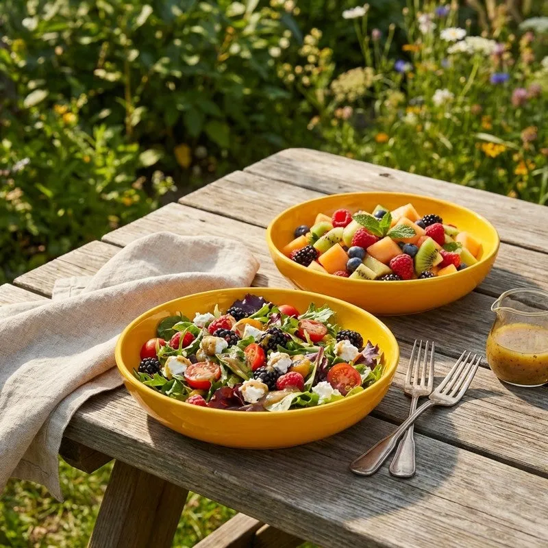 Ceramic Salad Bowls (Yellow,300 mL Each) - Set Of Two media 3