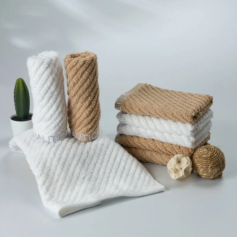 Nautica Riviera Soft Cotton Hand & Face Towel (White & Yellow) - Set Of Eight media 3
