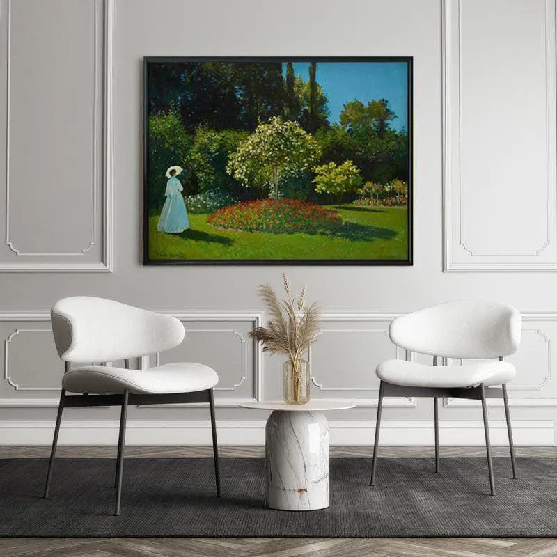 Lady In The Garden Framed Canvas Painting By Claude Monet - Black Frame media 5