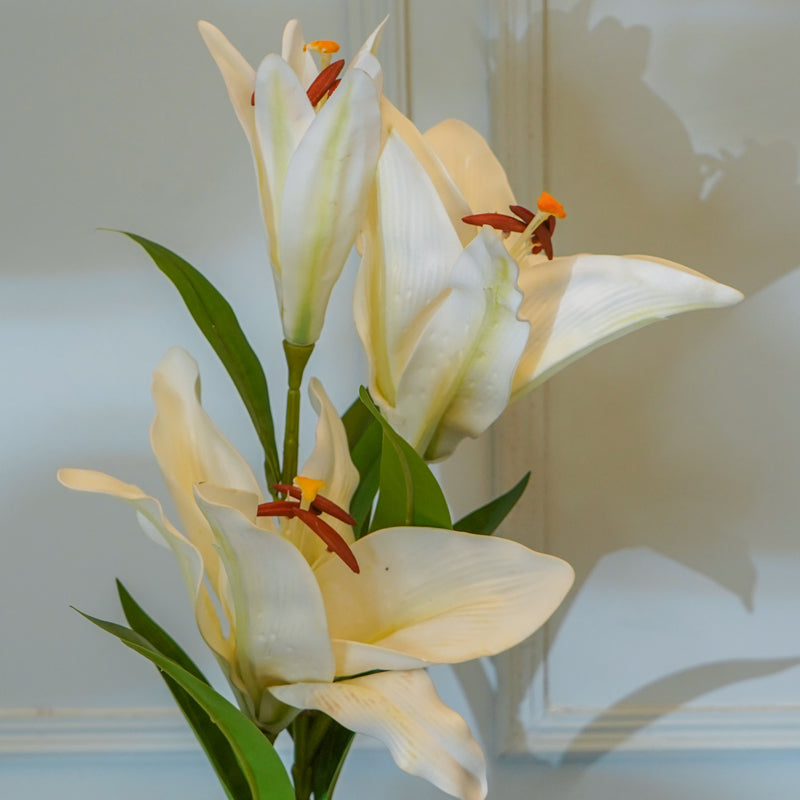 Faux Orienpet Lily Flower Stick (White) - 35 CM media 4