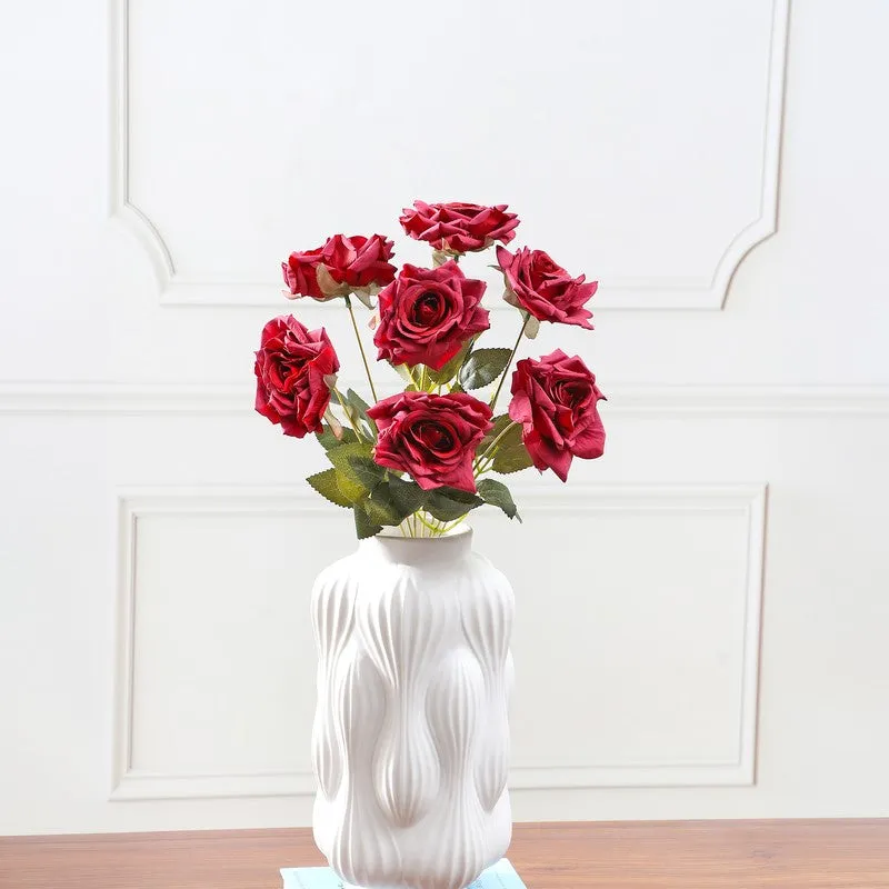 Floraura Rose Fabric Artificial Flower - Red media 3