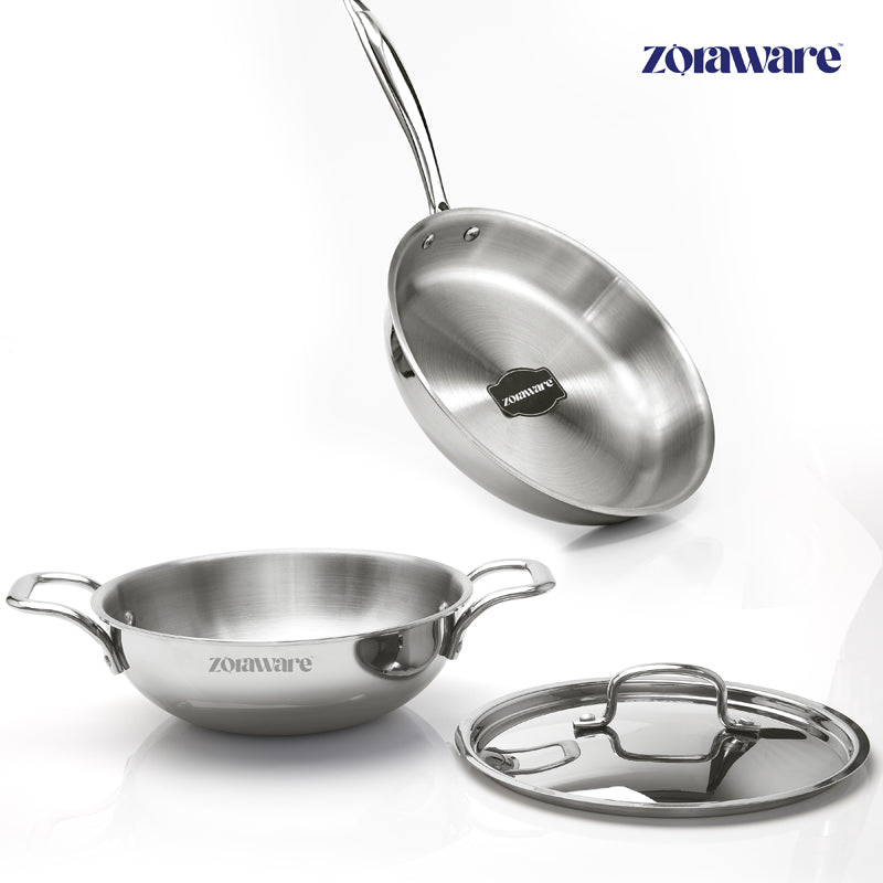 Zoraware Kadhai 2500 ML With Frying Pan & Lid (24 cm) media 5