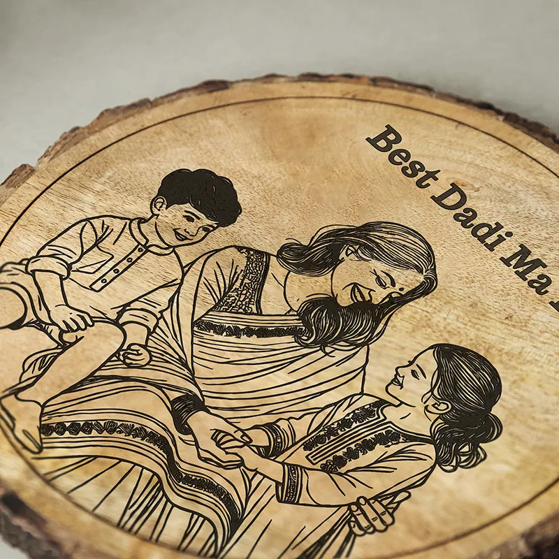 Best Dadi Ma Ever Wood Showpiece - Round media 4