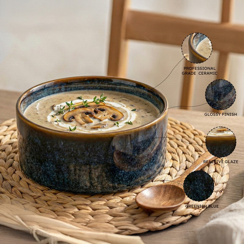 Whimsi Ceramic Soup Bowls (280 mL,Dark Blue) - Set Of Four media 4
