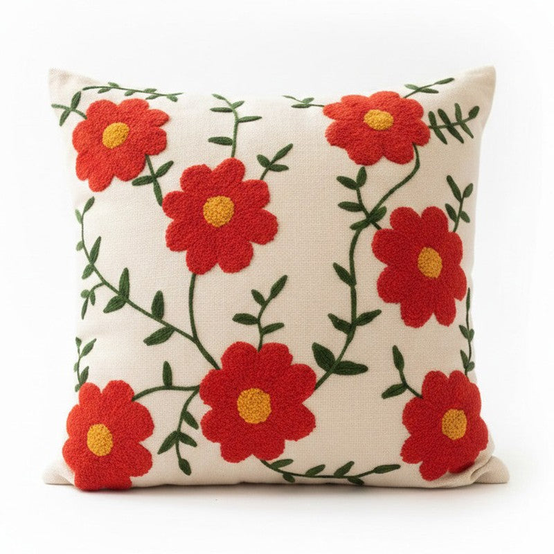 Floral Tuft Cotton Cushion Cover media 4