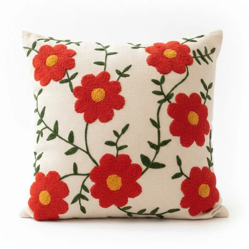 Floral Tuft Cotton Cushion Cover media 4