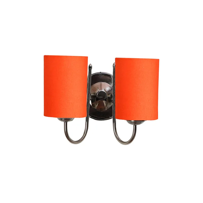 Veda Duo Cylindrical Fabric & Metal Wall Lamp - Orange media 3