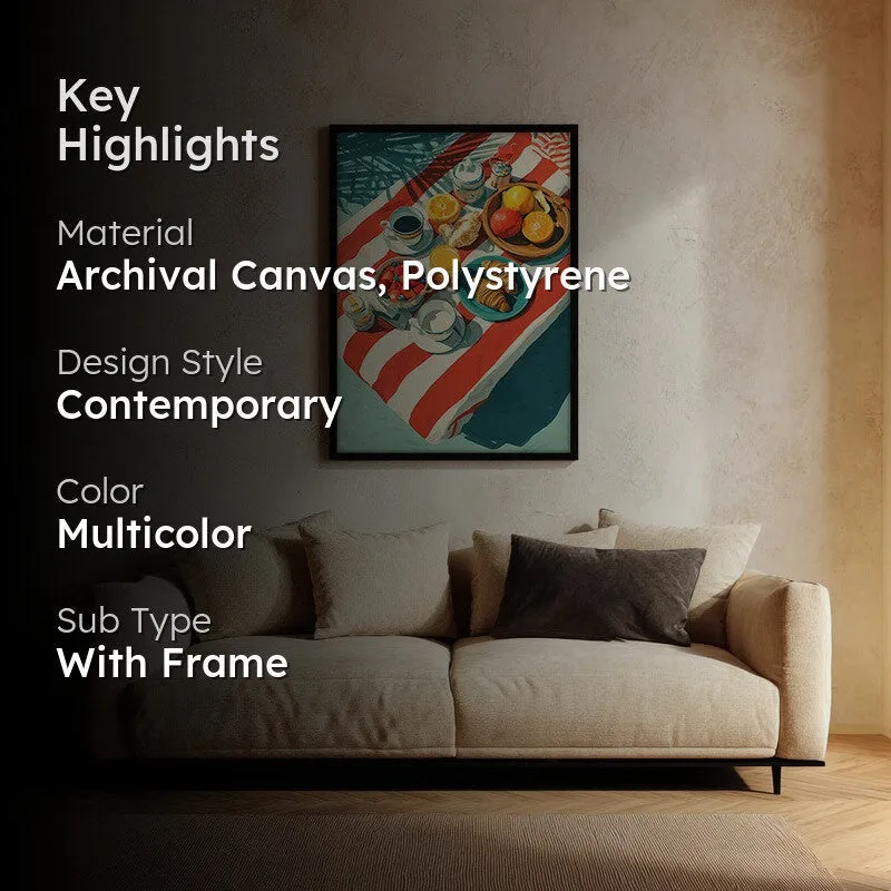 Brunch Bloom Canvas Wall Painting - Black Frame media 2