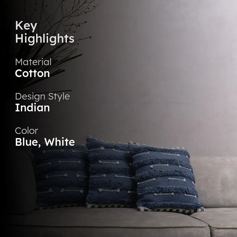 Softscape Tufted Cushion Cover (Blue & White) - Set Of Three media 2