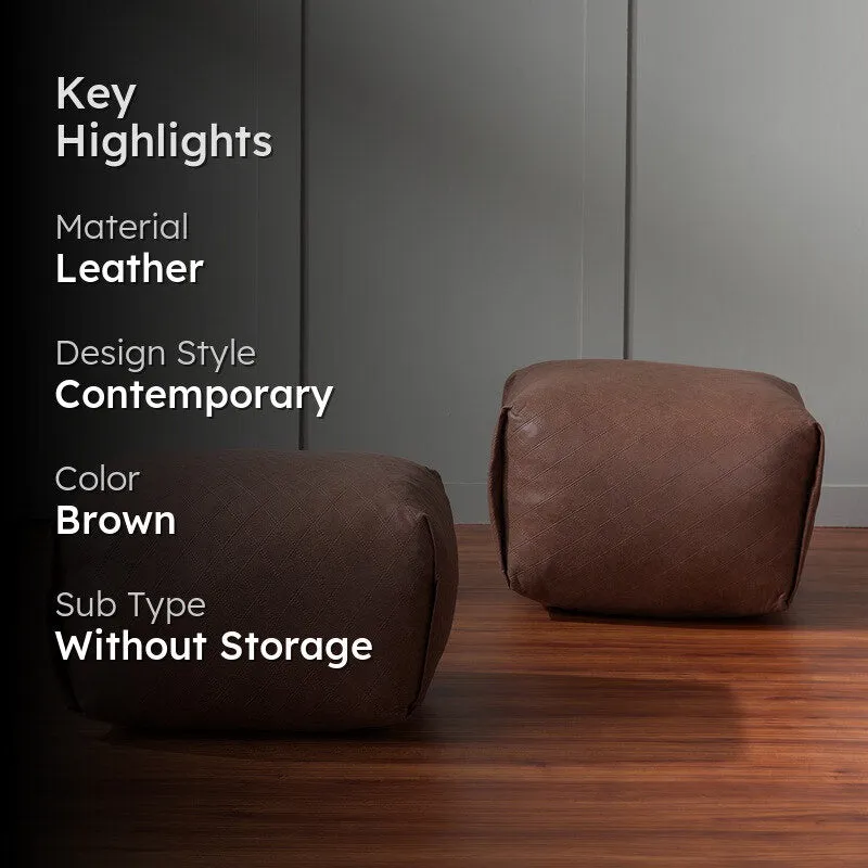 Light Utility Pouffe (Brown) - Set Of Two media 2