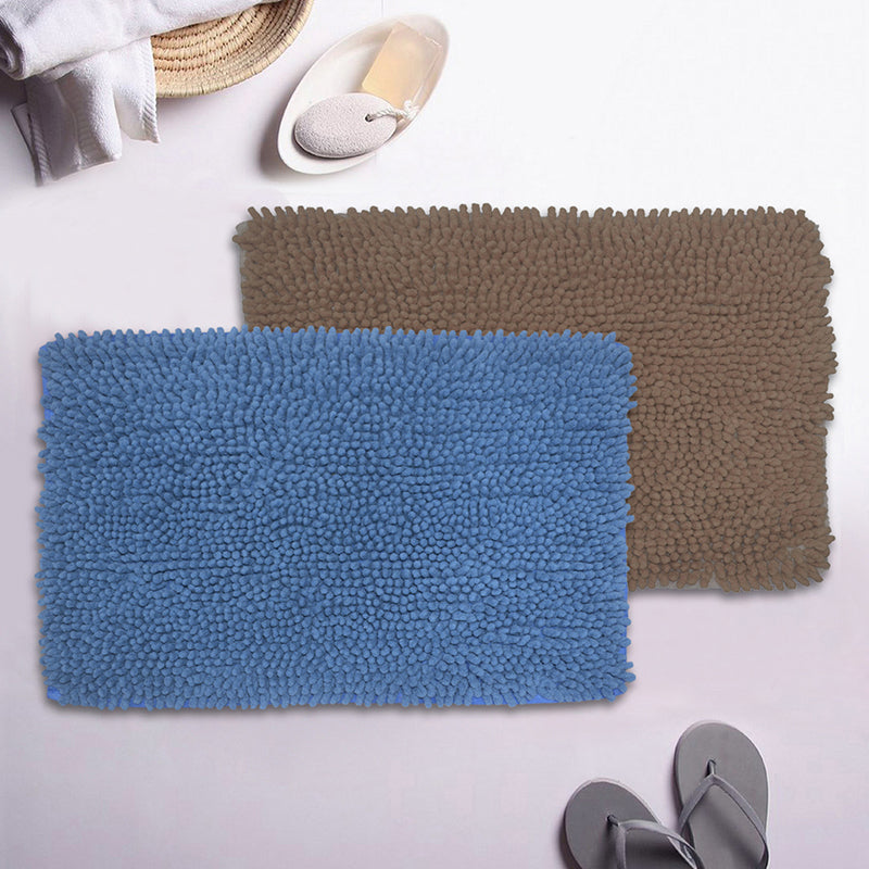 Alianor Bath Mat (Brown & Blue) - Set Of Two