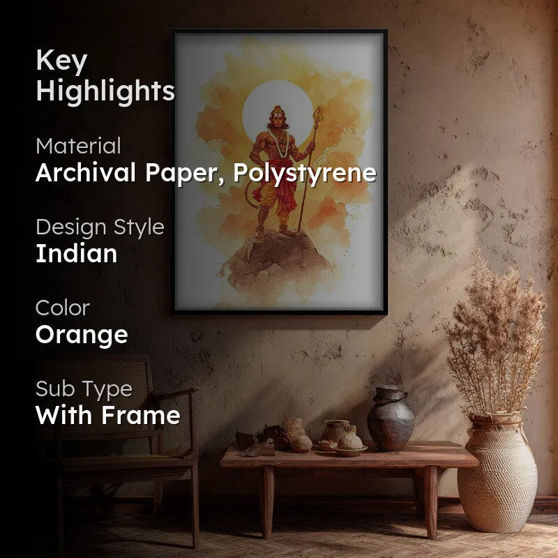 Sri Hanuman with Sun Aura II Archival Paper Wall Art media 2