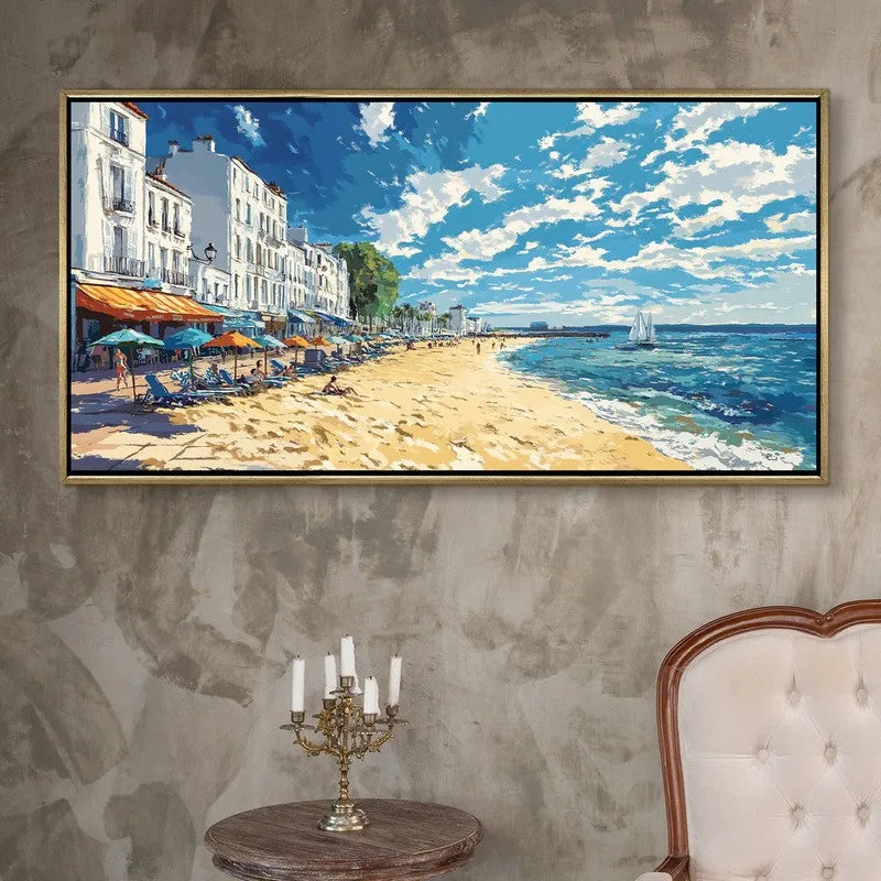 Cerulean Canvas Wall Painting With Frame media 1