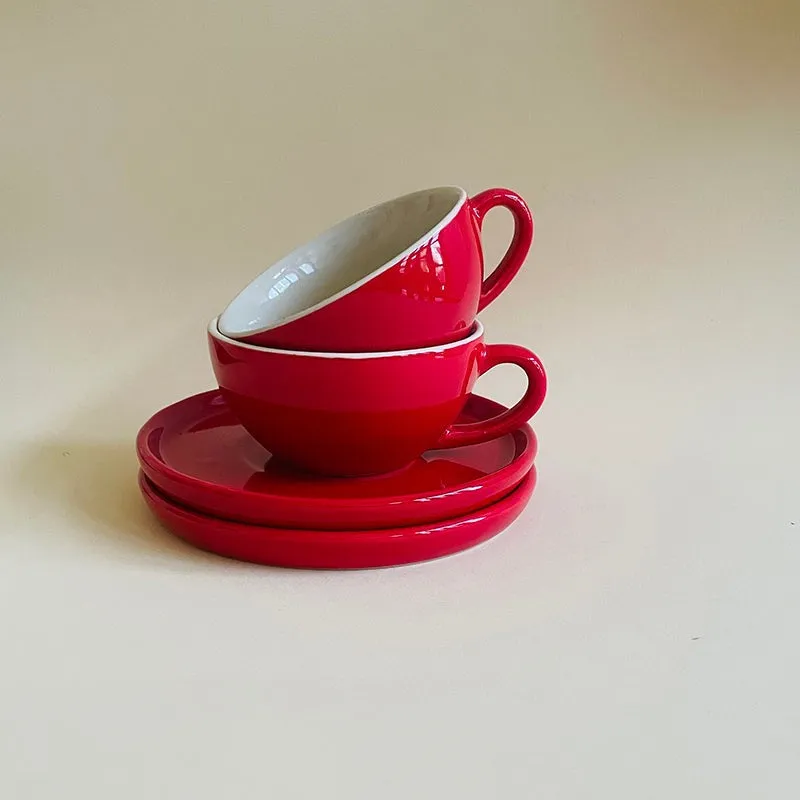 Blush & Brew Ceramic Cup & Saucer (Red/320 mL Each) - Set of Two media 7