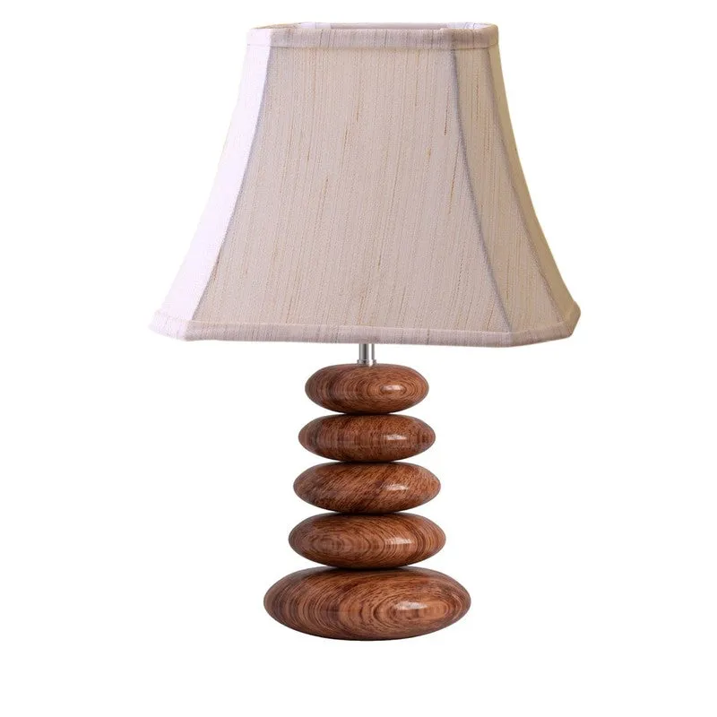 Gloxeva Cotton Table Lamp With Wooden Base - Off White media 5