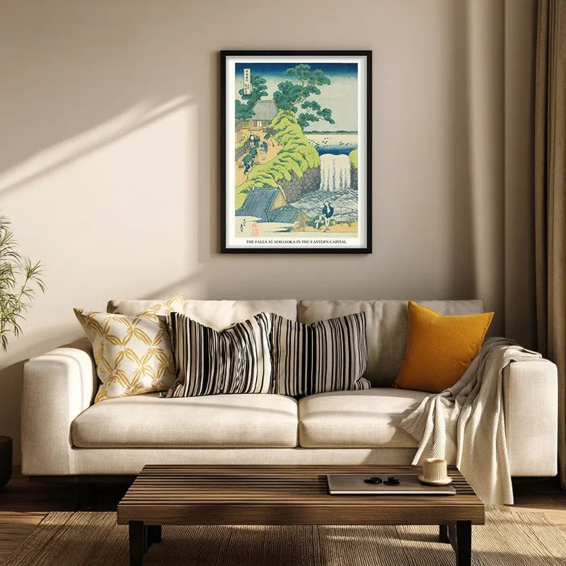 Fall Of Aoiga Oka Katsushika Hokusai Archival Canvas Wall Painting - Black Frame media 3