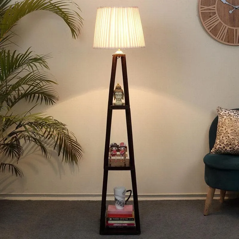 Seasa Wistera Floor Lamp With Shelf - White media 1