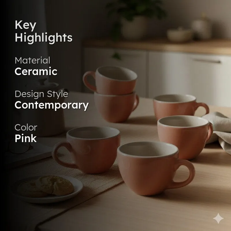Aroma Ceramic Tea Cup (180 mL Each) - Set Of Six media 2