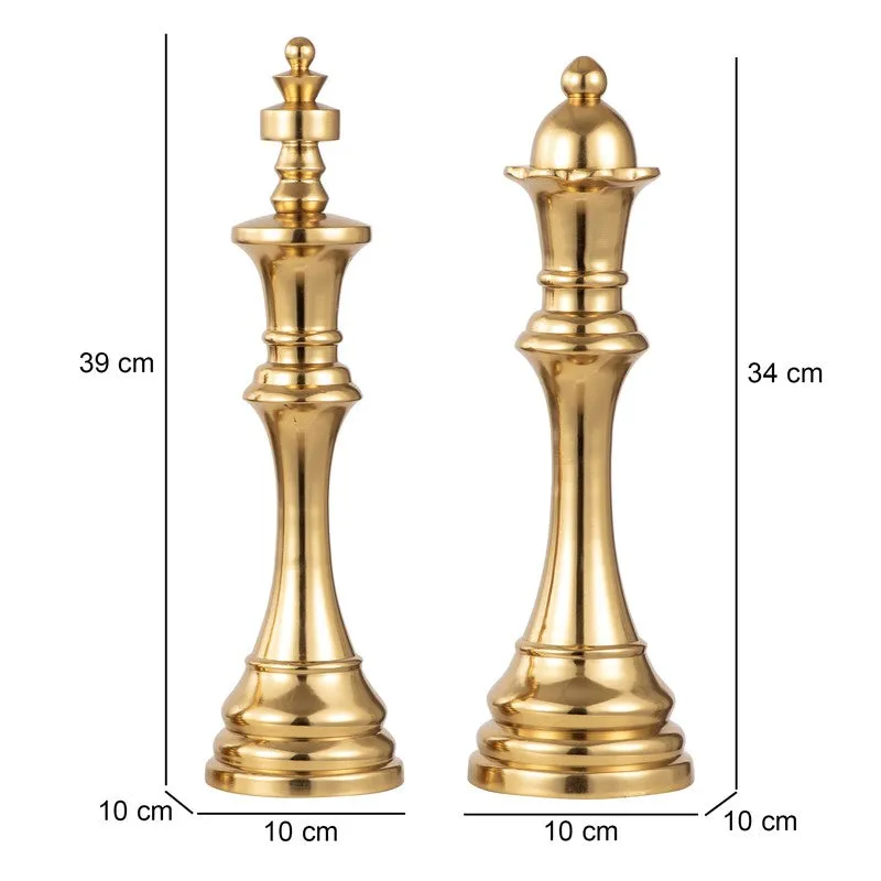 Chess Aluminum Showpiece (Gold) (Large) - Set Of Two media 6