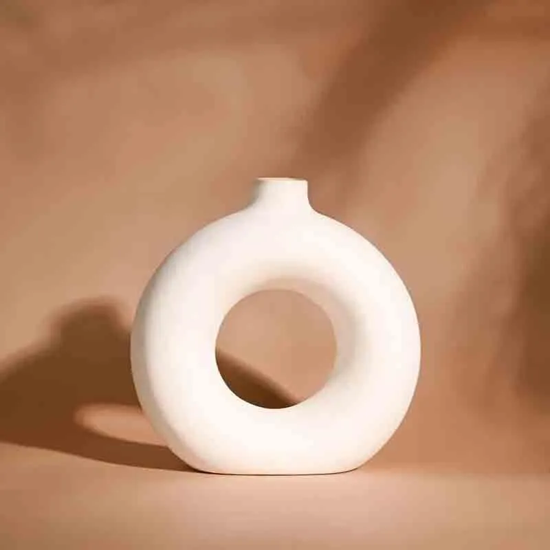 Boho Donut Vase - White media 6