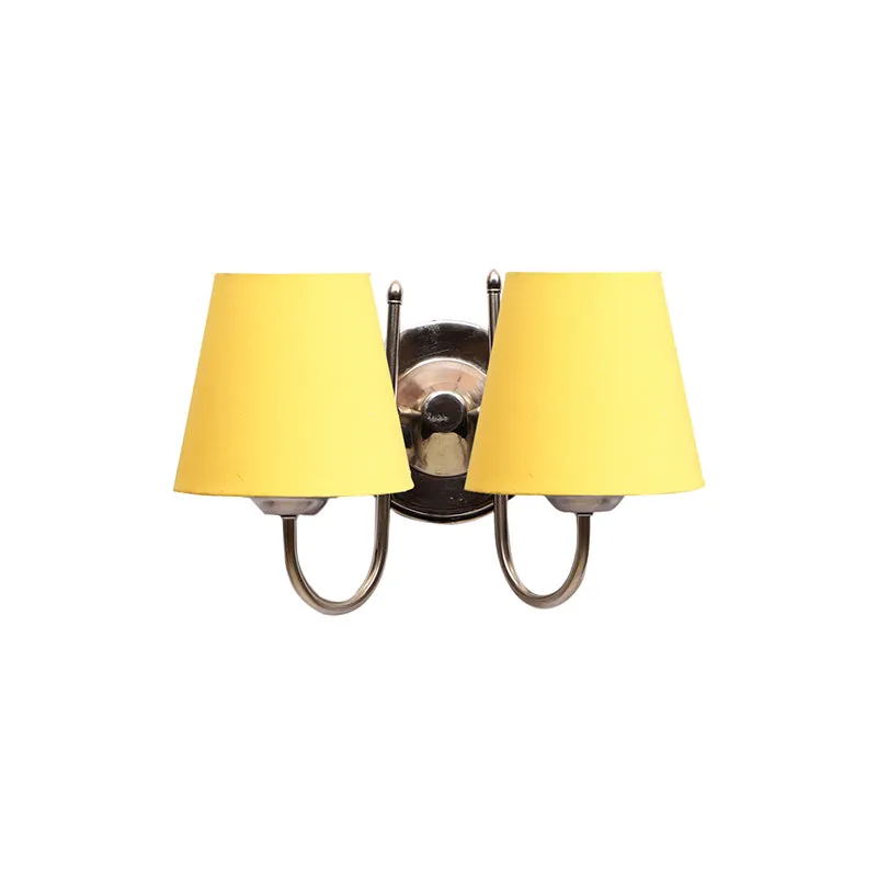 Veda Duo Conical Fabric & Metal Wall Lamp - Yellow media 4