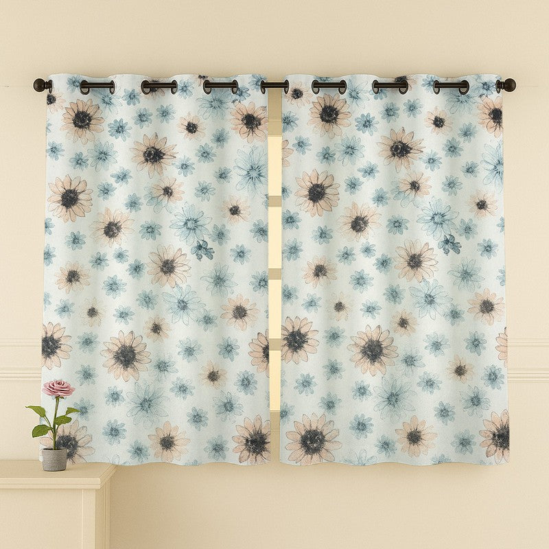 FloriBelle Cotton Curtains (peach, Blue) - Set Of Two media 4