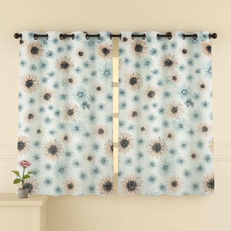 FloriBelle Cotton Curtains (peach, Blue) - Set Of Two media 4