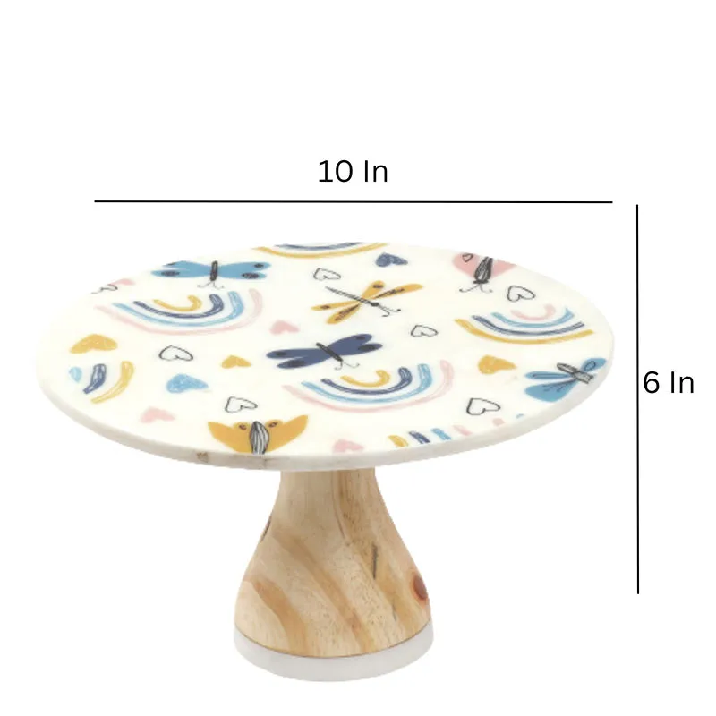 Granova Printed Marble & Wood Cake Stand media 5