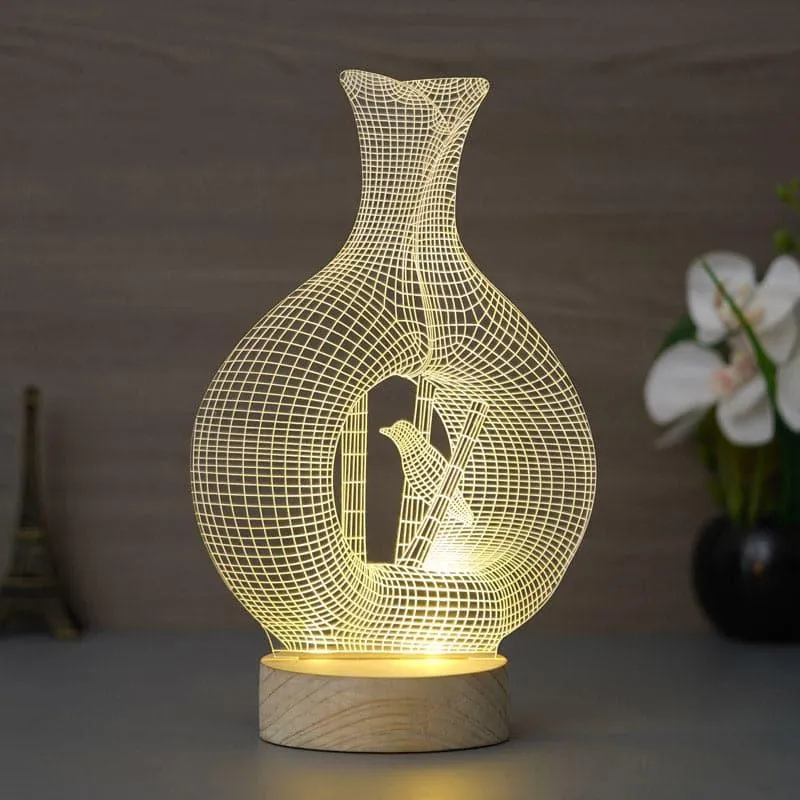 Bird Nest LED Acrylic Table Lamp - Brown media 1
