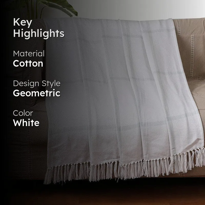Nordic Nights Knitted Cotton Throw - White media 2