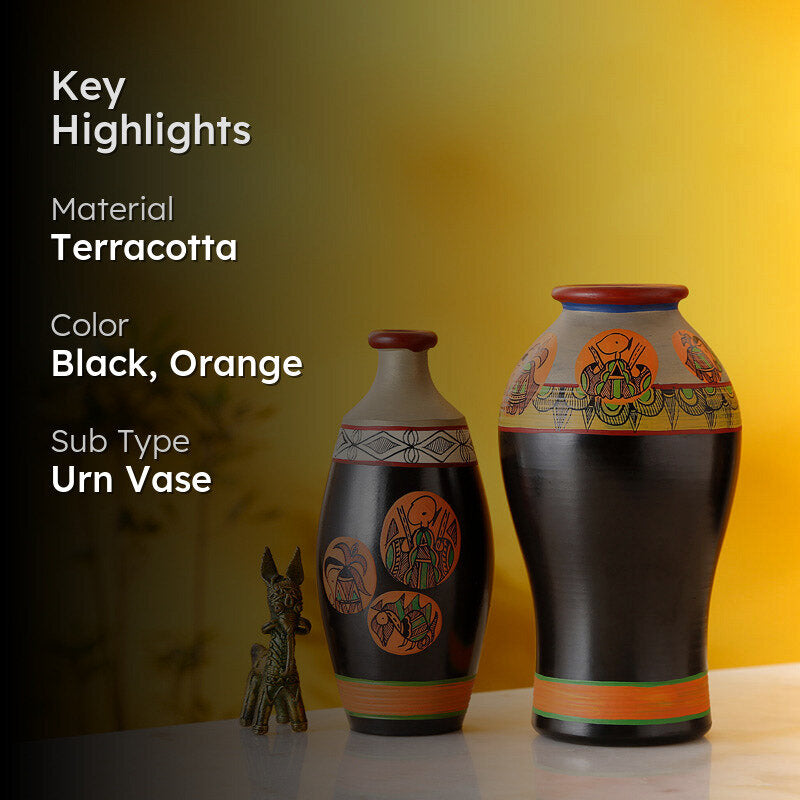 Raadhika Handpainted Terracotta Vase - Two Piece Set media 2