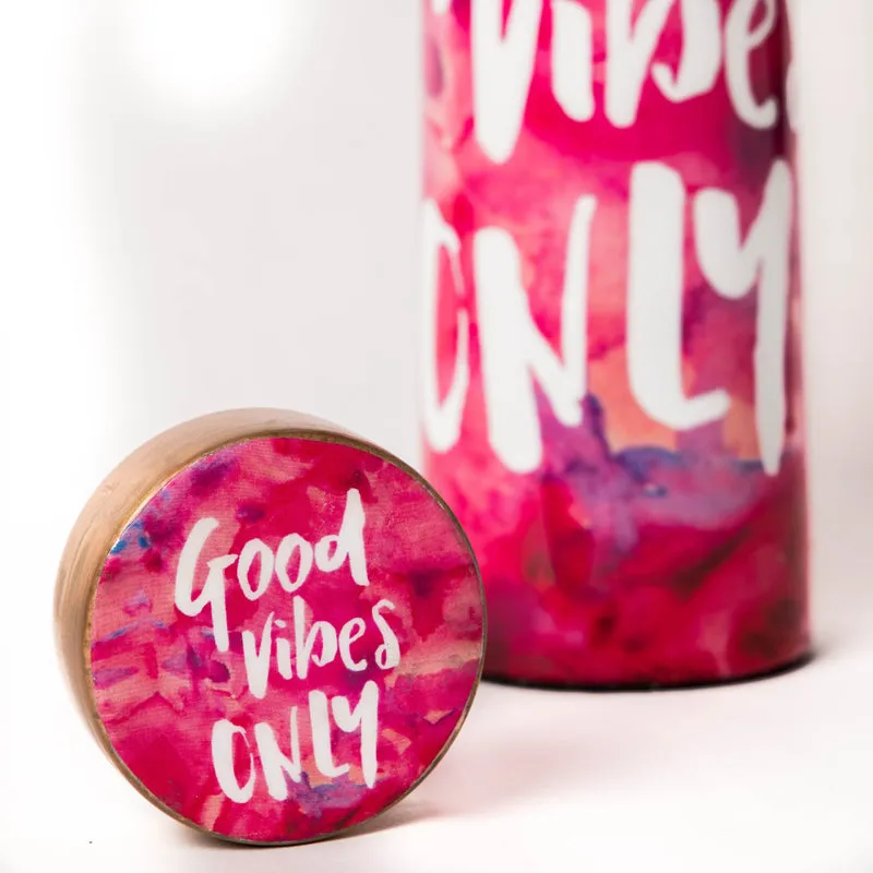 Pink Good Vibes Only Copper Water Bottle - 950 mL media 6