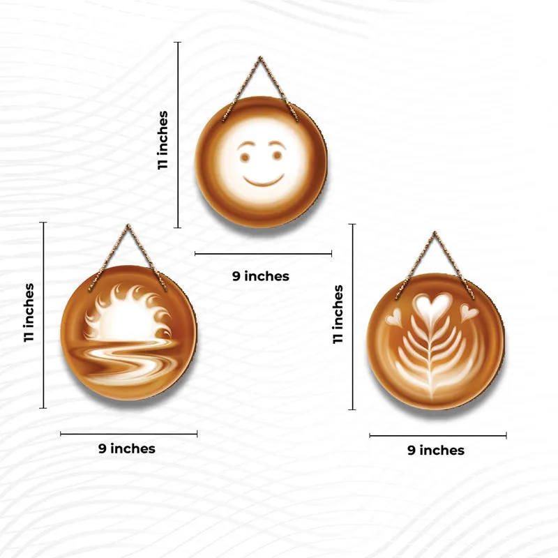 Latte Art Wood MDF Wall Hanging - Set Of Three media 6