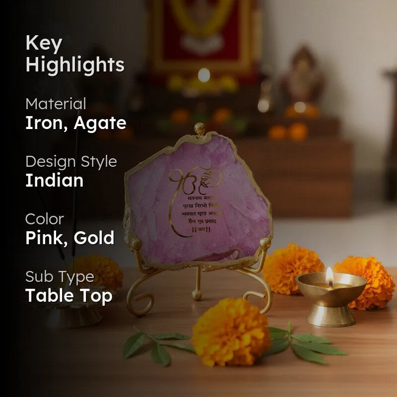 Krishna Blessing Aura Agate Showpiece With Stand - Pink media 2