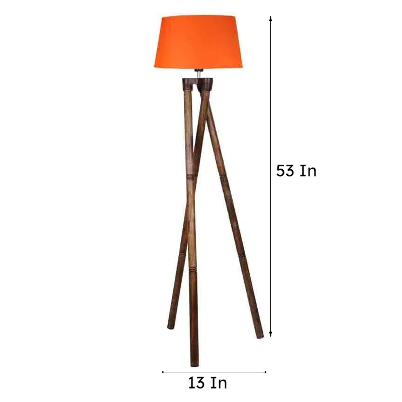 Criss Crossed Wooden Tripod Lamp - Orange media 9