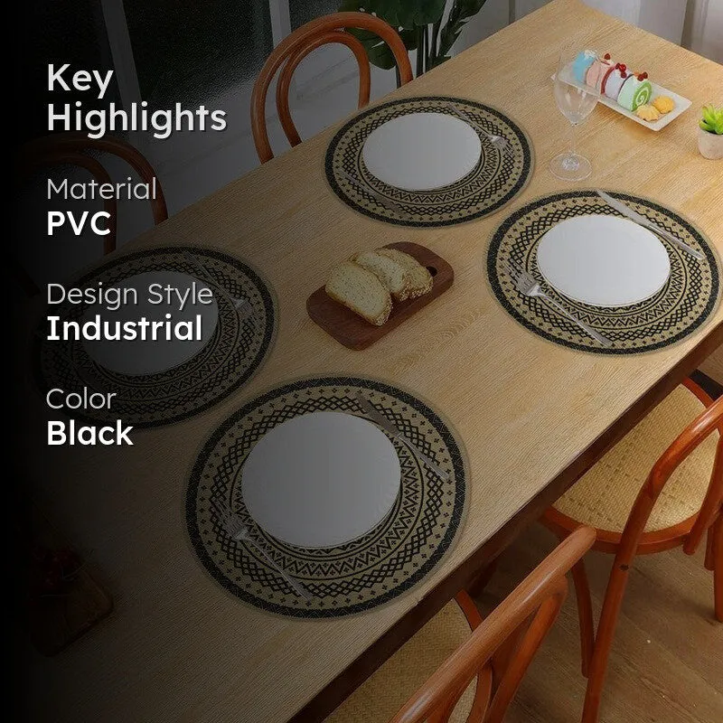 Mandala Black Round PVC Table Mats - Set Of Four media 2