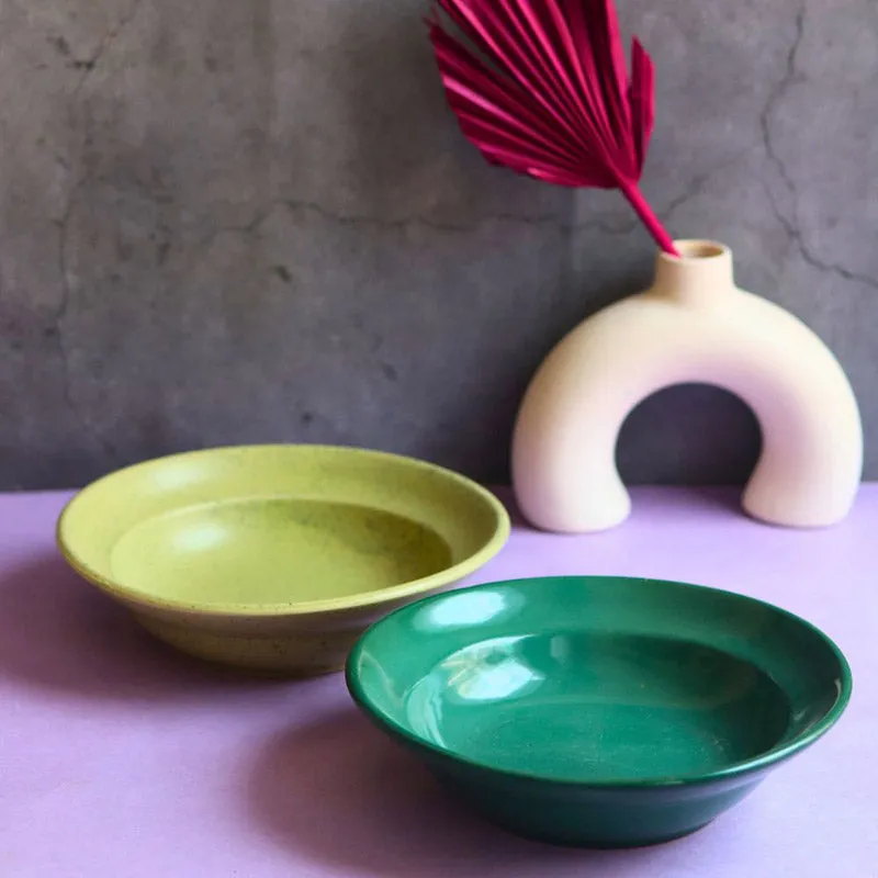 Luna Pasta Plate (Sea Green & Army Green) - Set of Two media 1