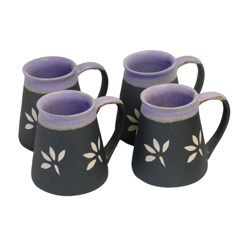 Ceramic Ceramic Coffee Mug (270 mL Each,Grey,Black) - Set Of Four media 6